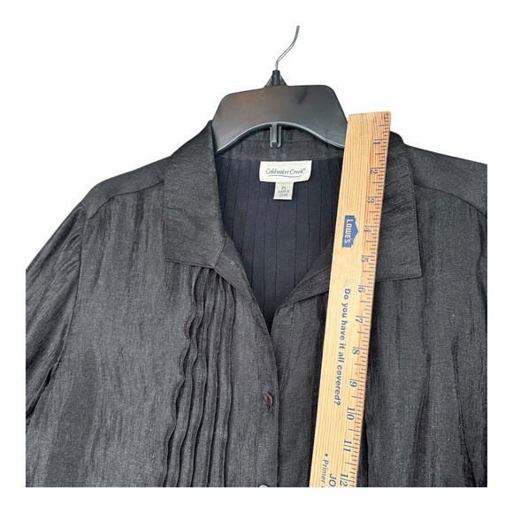 Coldwater Creek Petites Large PL Black Pintucked Button Shirt Office Career - Picture 8 of 12